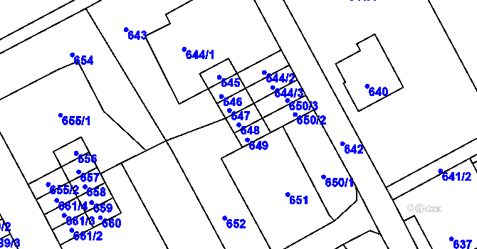 Parcela st. 648 v KÚ Suchdol nad Odrou, Katastrální mapa