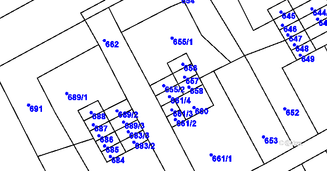 Parcela st. 655/2 v KÚ Suchdol nad Odrou, Katastrální mapa