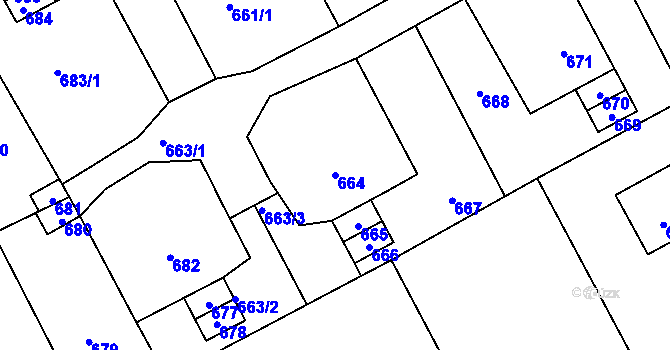 Parcela st. 664 v KÚ Suchdol nad Odrou, Katastrální mapa