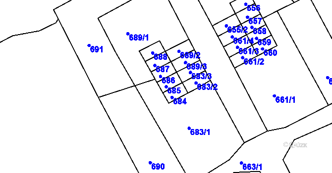 Parcela st. 685 v KÚ Suchdol nad Odrou, Katastrální mapa