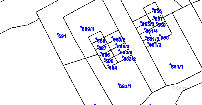 Parcela st. 686 v KÚ Suchdol nad Odrou, Katastrální mapa