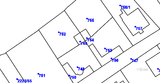 Parcela st. 749 v KÚ Suchdol nad Odrou, Katastrální mapa