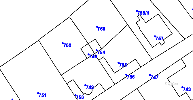 Parcela st. 754 v KÚ Suchdol nad Odrou, Katastrální mapa