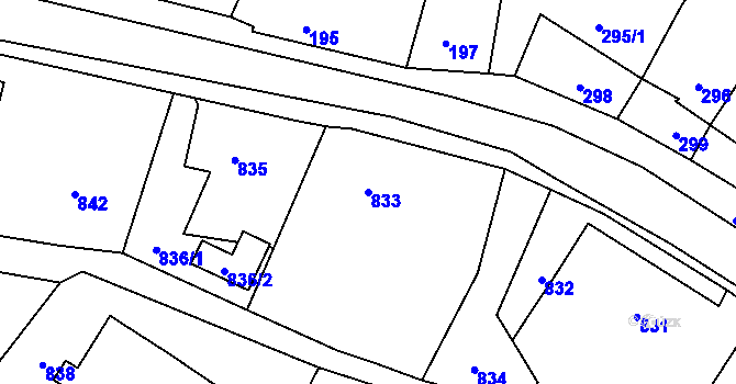 Parcela st. 833 v KÚ Suchdol nad Odrou, Katastrální mapa
