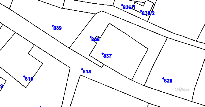 Parcela st. 837 v KÚ Suchdol nad Odrou, Katastrální mapa