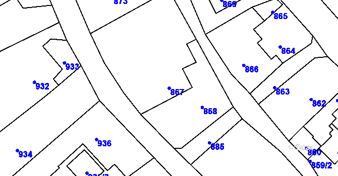Parcela st. 867 v KÚ Suchdol nad Odrou, Katastrální mapa