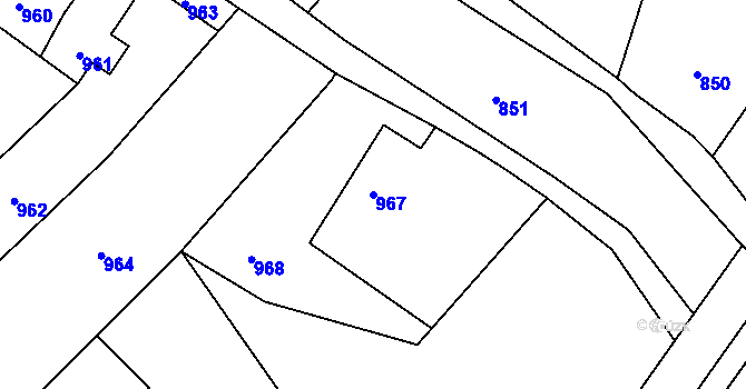 Parcela st. 967 v KÚ Suchdol nad Odrou, Katastrální mapa