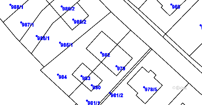 Parcela st. 982 v KÚ Suchdol nad Odrou, Katastrální mapa