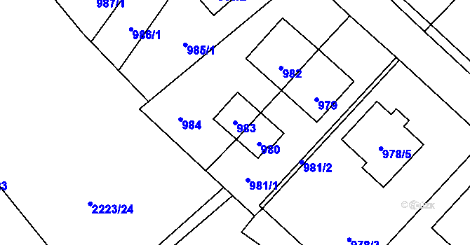 Parcela st. 983 v KÚ Suchdol nad Odrou, Katastrální mapa