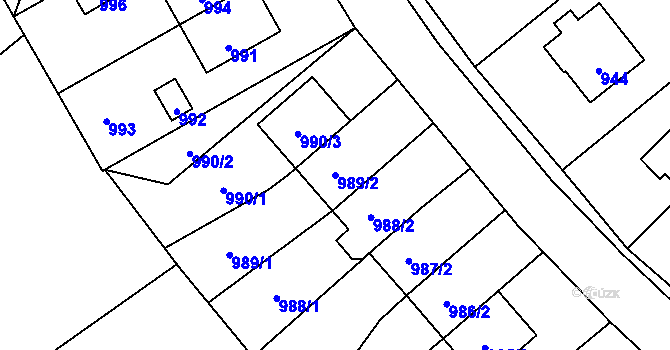 Parcela st. 989/2 v KÚ Suchdol nad Odrou, Katastrální mapa