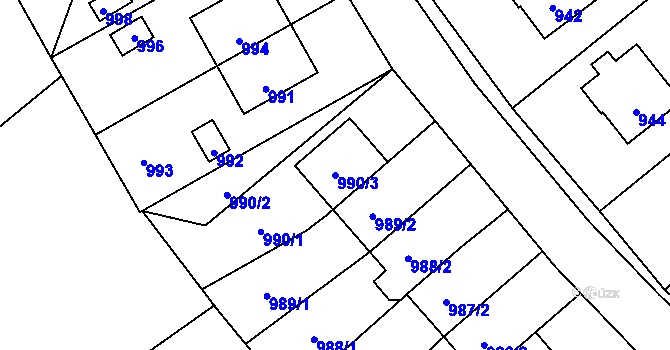 Parcela st. 990/3 v KÚ Suchdol nad Odrou, Katastrální mapa