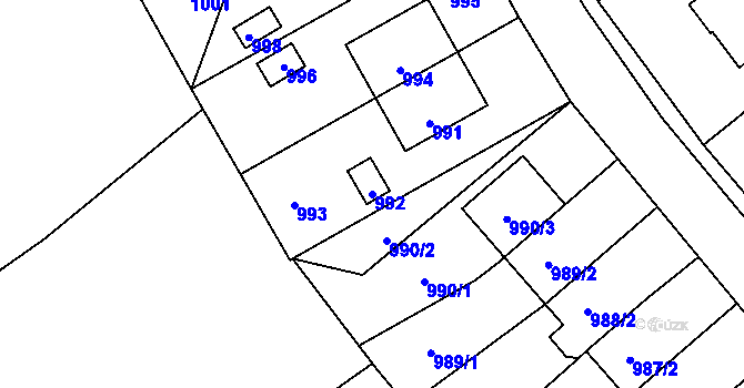 Parcela st. 992 v KÚ Suchdol nad Odrou, Katastrální mapa