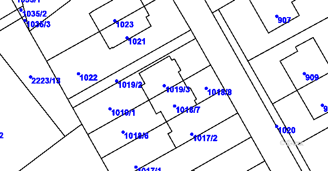Parcela st. 1019/3 v KÚ Suchdol nad Odrou, Katastrální mapa