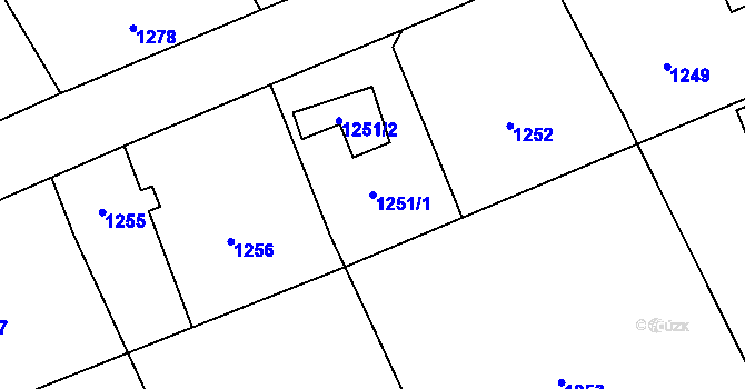 Parcela st. 1251/1 v KÚ Suchdol nad Odrou, Katastrální mapa