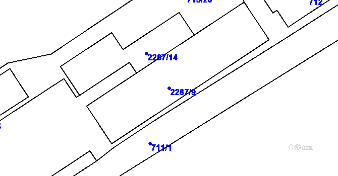Parcela st. 2287/9 v KÚ Suchdol nad Odrou, Katastrální mapa
