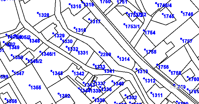 Parcela st. 2288 v KÚ Suchdol nad Odrou, Katastrální mapa