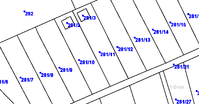 Parcela st. 281/11 v KÚ Suchdol nad Odrou, Katastrální mapa