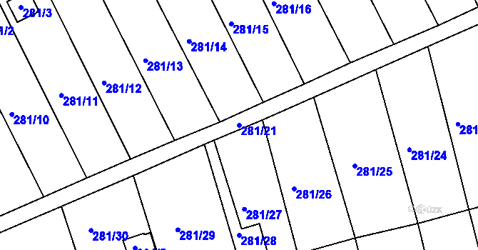 Parcela st. 281/21 v KÚ Suchdol nad Odrou, Katastrální mapa