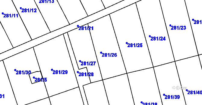 Parcela st. 281/26 v KÚ Suchdol nad Odrou, Katastrální mapa
