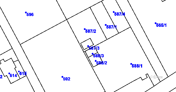 Parcela st. 587/3 v KÚ Suchdol nad Odrou, Katastrální mapa
