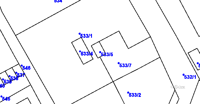 Parcela st. 533/5 v KÚ Suchdol nad Odrou, Katastrální mapa