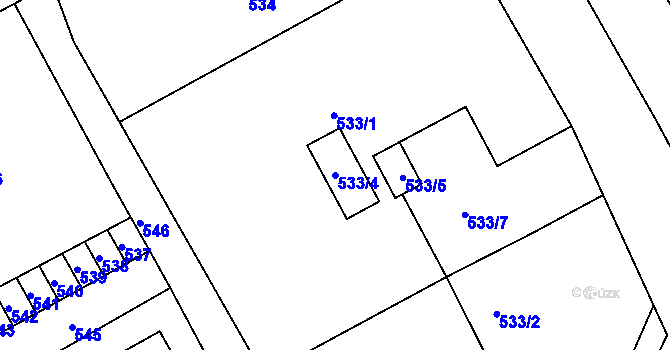 Parcela st. 533/4 v KÚ Suchdol nad Odrou, Katastrální mapa
