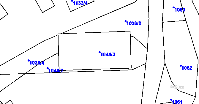 Parcela st. 1044/3 v KÚ Suchdol nad Odrou, Katastrální mapa