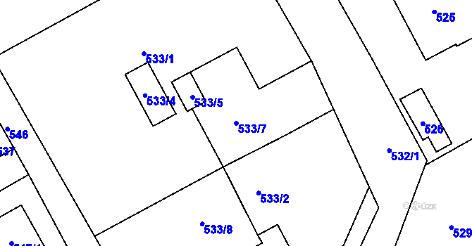 Parcela st. 533/7 v KÚ Suchdol nad Odrou, Katastrální mapa