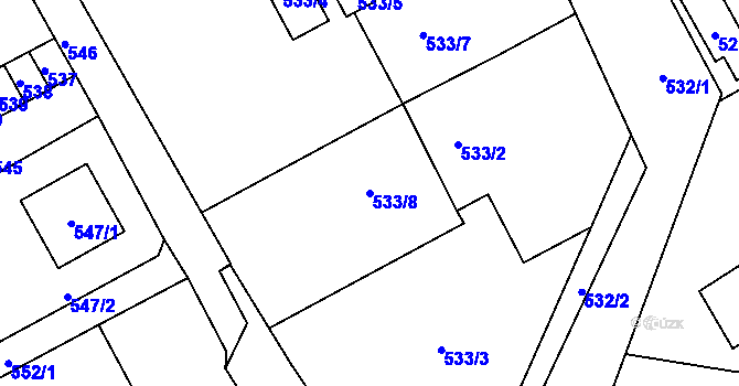 Parcela st. 533/8 v KÚ Suchdol nad Odrou, Katastrální mapa