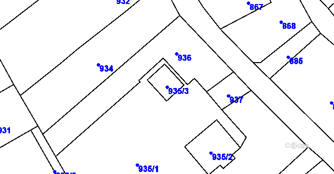 Parcela st. 935/3 v KÚ Suchdol nad Odrou, Katastrální mapa