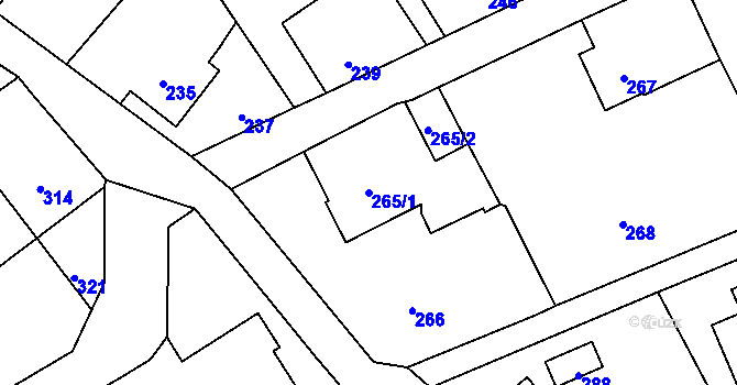Parcela st. 265/1 v KÚ Suchdol nad Odrou, Katastrální mapa