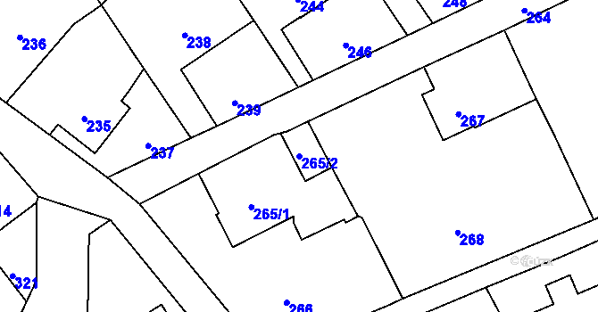 Parcela st. 265/2 v KÚ Suchdol nad Odrou, Katastrální mapa