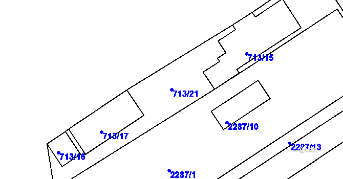 Parcela st. 713/21 v KÚ Suchdol nad Odrou, Katastrální mapa