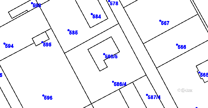 Parcela st. 586/5 v KÚ Suchdol nad Odrou, Katastrální mapa