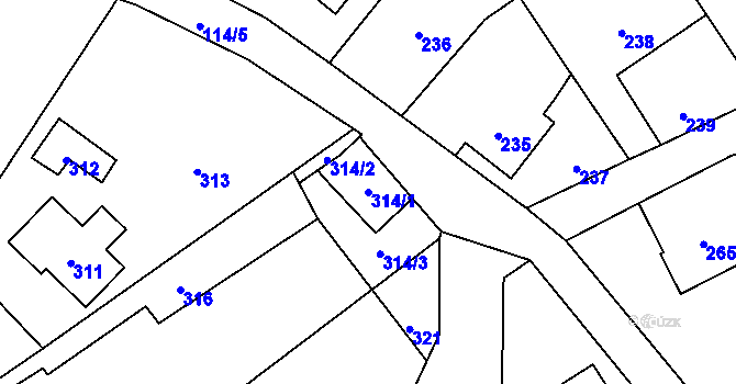 Parcela st. 314/1 v KÚ Suchdol nad Odrou, Katastrální mapa