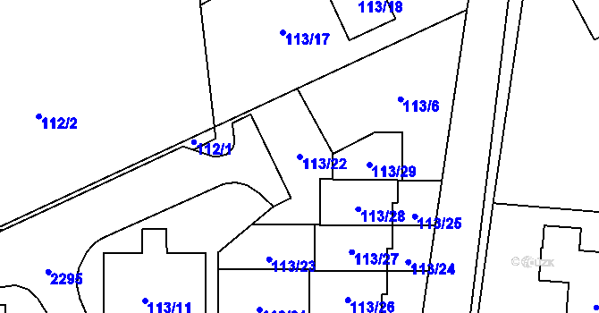 Parcela st. 113/22 v KÚ Suchdol nad Odrou, Katastrální mapa