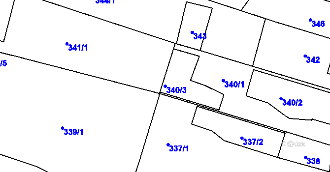 Parcela st. 340/3 v KÚ Suché Lazce, Katastrální mapa