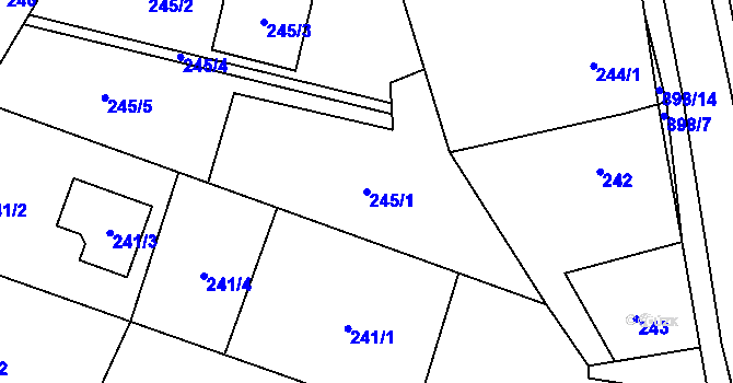Parcela st. 245/1 v KÚ Suché Lazce, Katastrální mapa