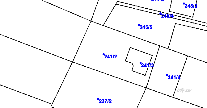 Parcela st. 241/2 v KÚ Suché Lazce, Katastrální mapa