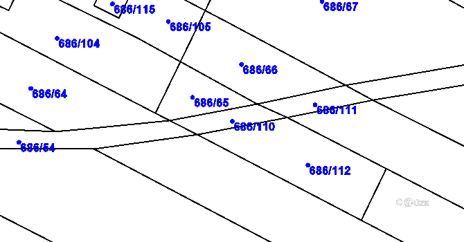 Parcela st. 686/110 v KÚ Suché Lazce, Katastrální mapa