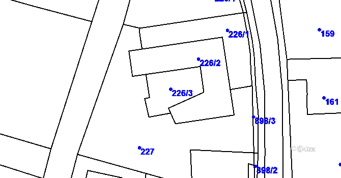 Parcela st. 226/3 v KÚ Suché Lazce, Katastrální mapa