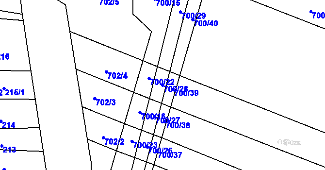 Parcela st. 700/28 v KÚ Suché Lazce, Katastrální mapa
