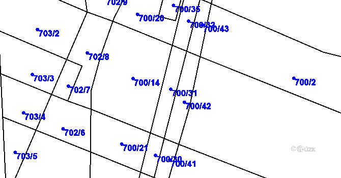 Parcela st. 700/31 v KÚ Suché Lazce, Katastrální mapa