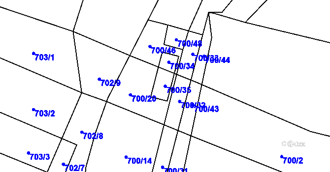Parcela st. 700/35 v KÚ Suché Lazce, Katastrální mapa