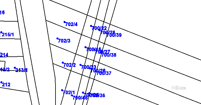 Parcela st. 700/38 v KÚ Suché Lazce, Katastrální mapa