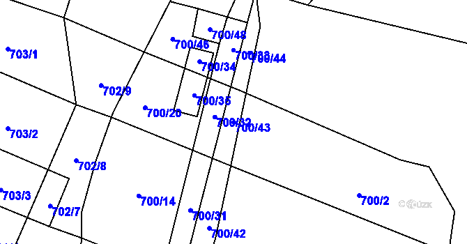 Parcela st. 700/43 v KÚ Suché Lazce, Katastrální mapa