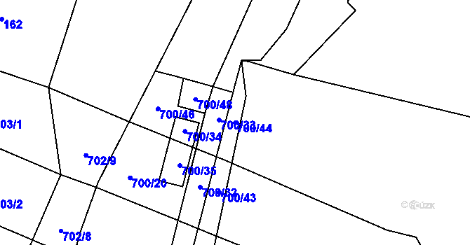 Parcela st. 700/44 v KÚ Suché Lazce, Katastrální mapa