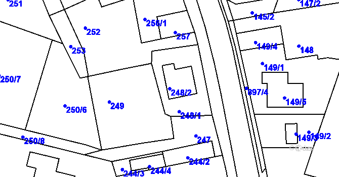 Parcela st. 248/2 v KÚ Suché Lazce, Katastrální mapa