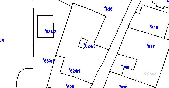 Parcela st. 624/5 v KÚ Suché Lazce, Katastrální mapa
