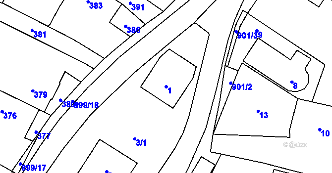 Parcela st. 1 v KÚ Suché Lazce, Katastrální mapa